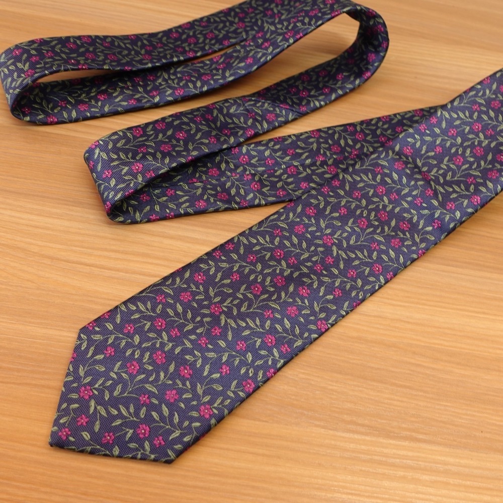 Blue Floral Neck Tie Mens JOS A BANK Reserve Navy Silk Botanical Garden Spring